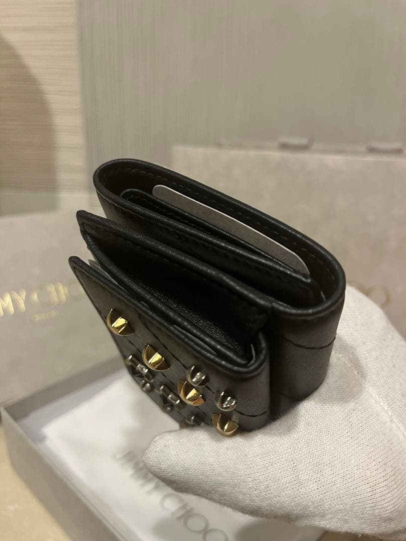 新品JIMMY CHOO スムースカーフレザー・ウォレット　ブラック