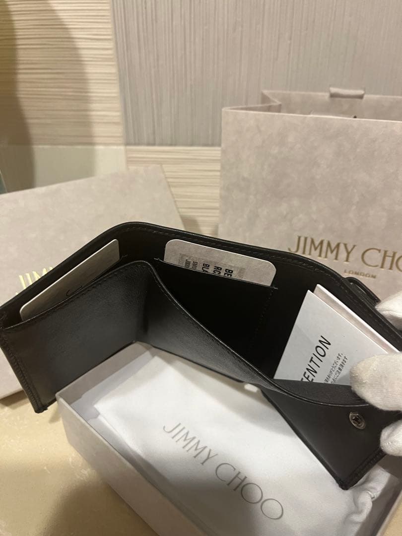 新品JIMMY CHOO スムースカーフレザー・ウォレット　ブラック