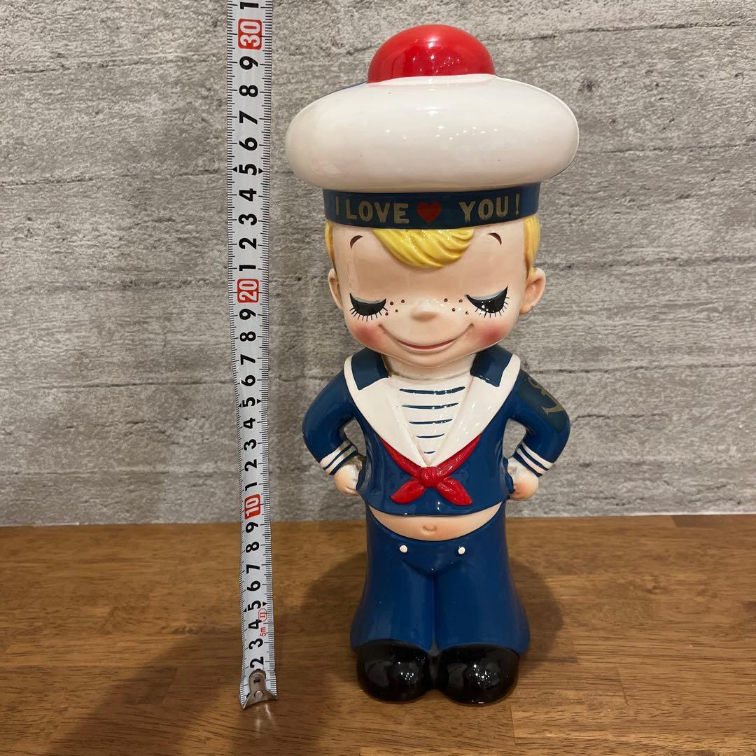 内藤ルネ 水平 陶器 貯金箱 置物 RUNE レトロ レア物★AK9