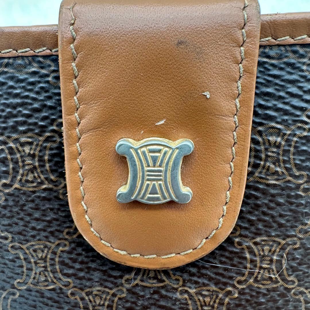 ✨美品✨セリーヌ　二つ折り財布　マカダム　トリオンフ　ブラウン