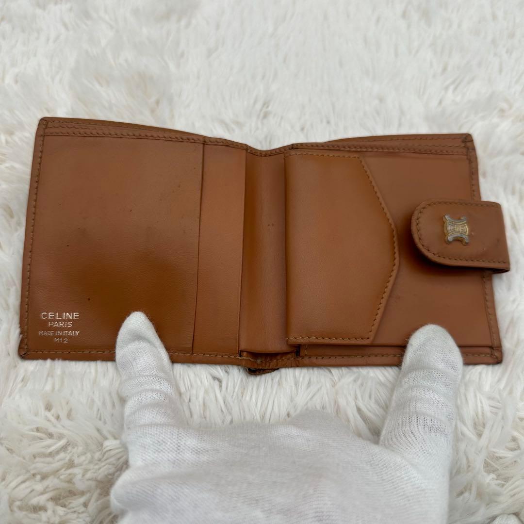 ✨美品✨セリーヌ　二つ折り財布　マカダム　トリオンフ　ブラウン