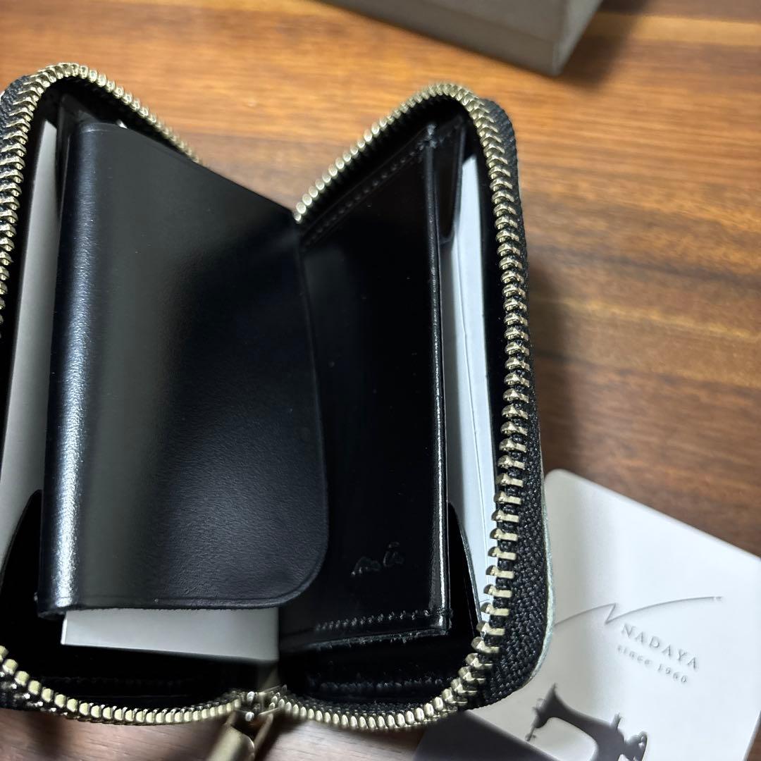 NADAYA シルバー mu 本革 Rファスナー コンパクト財布 HAKU