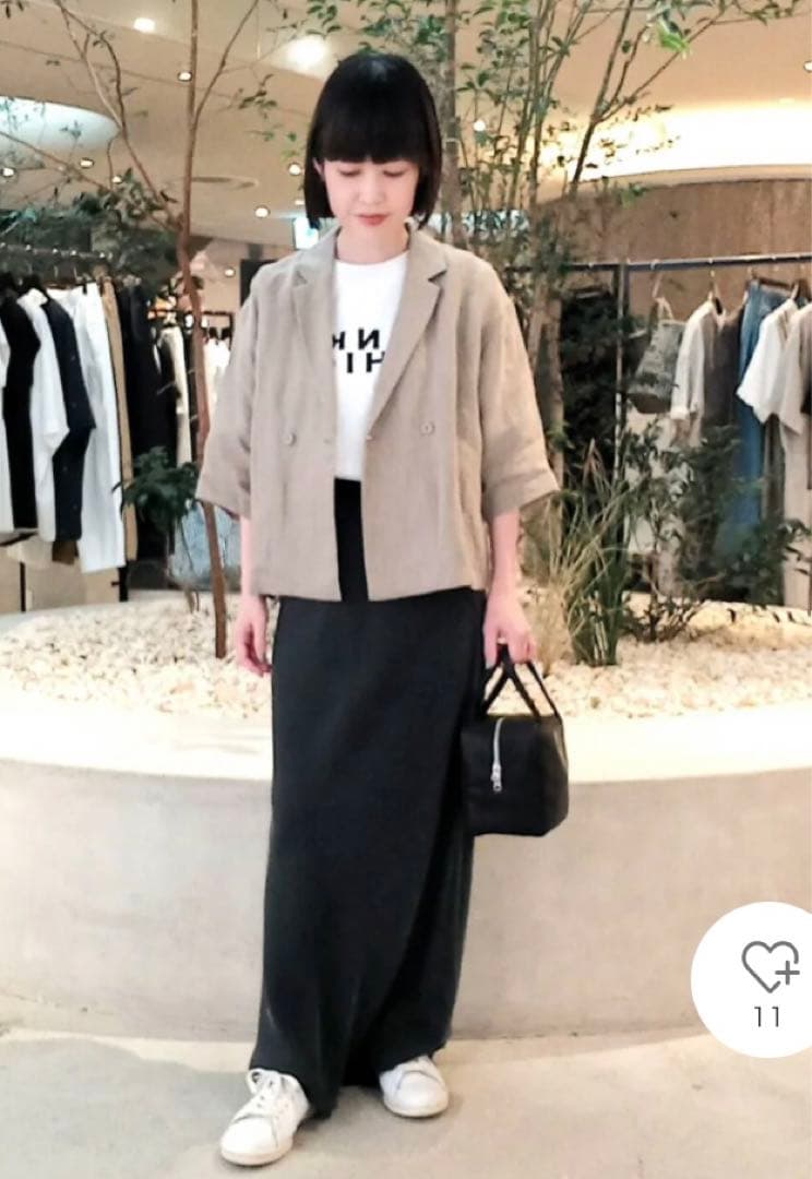 未使用タグ付き　かぐれ　リネンハーフスリーブジャケット