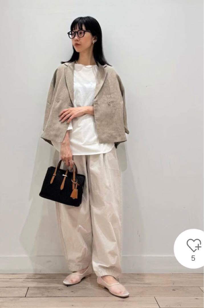 未使用タグ付き　かぐれ　リネンハーフスリーブジャケット