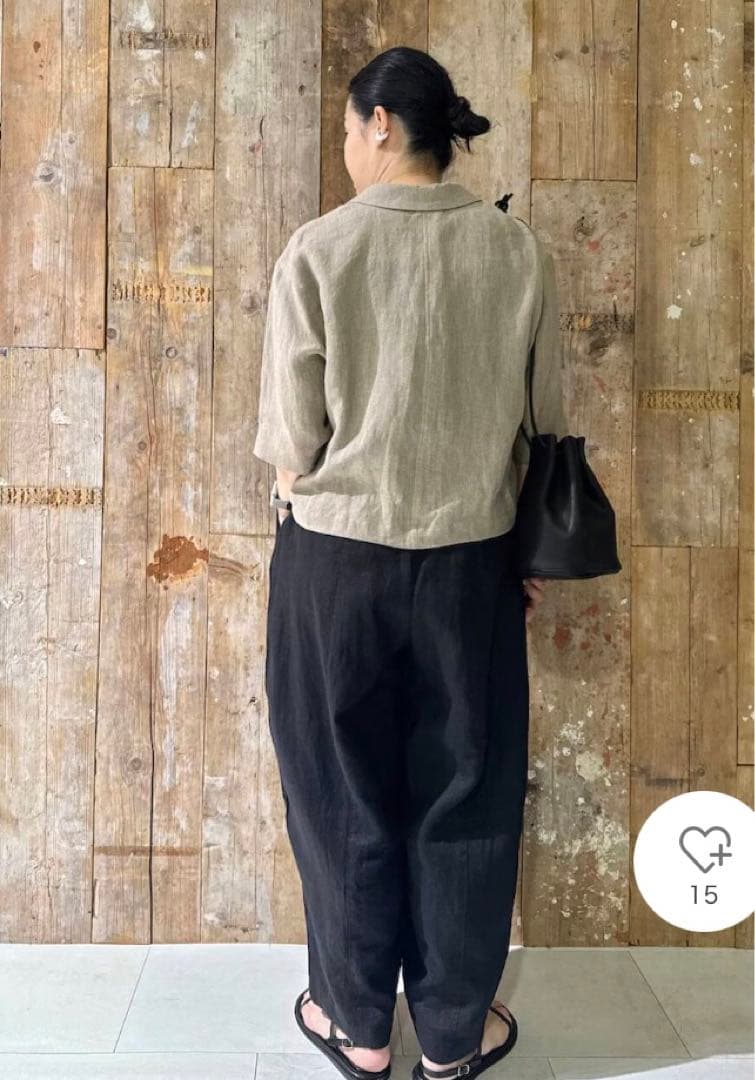 未使用タグ付き　かぐれ　リネンハーフスリーブジャケット