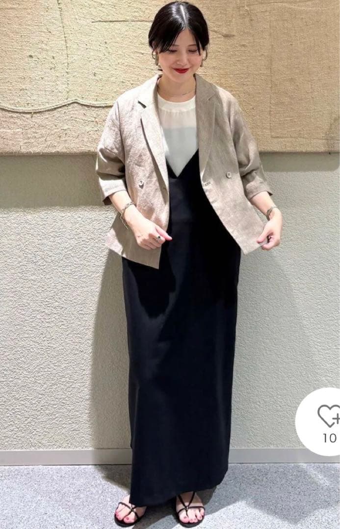 未使用タグ付き　かぐれ　リネンハーフスリーブジャケット