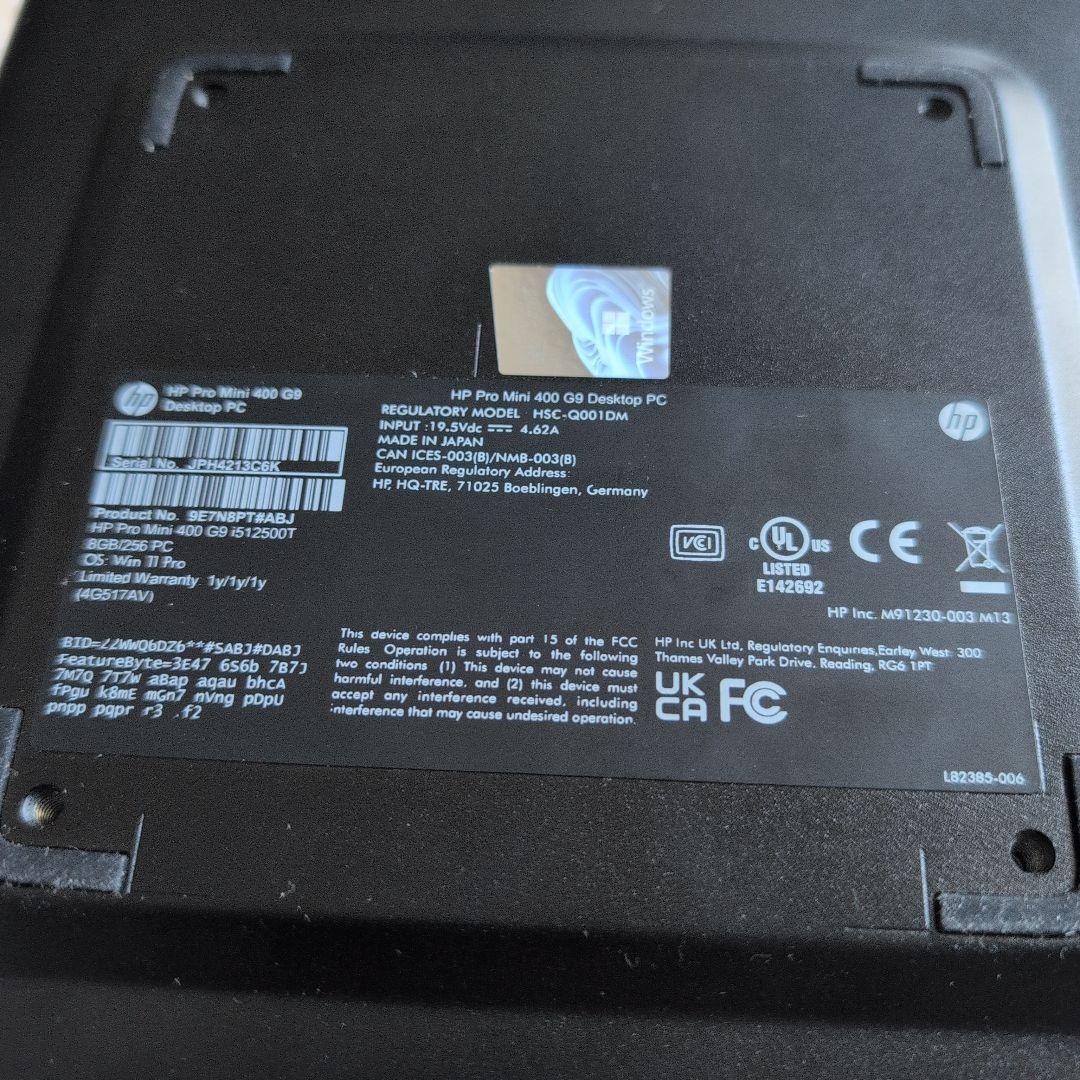 Windowsデスクトップ HP Pro Mini 400 G9