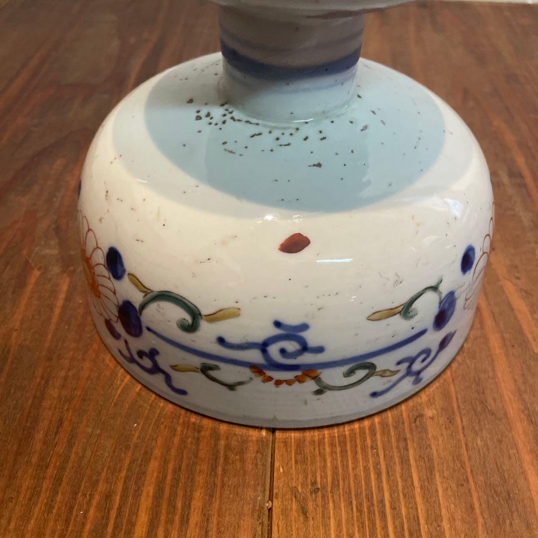 美品　古伊万里　杯洗　盃洗　染付け　花の絵柄が華やか　色絵杯洗　陶芸　年代物