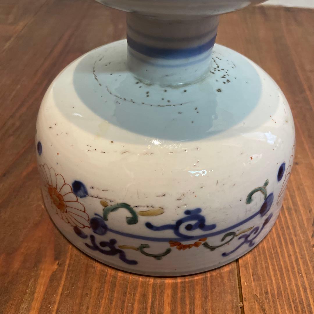 美品　古伊万里　杯洗　盃洗　染付け　花の絵柄が華やか　色絵杯洗　陶芸　年代物