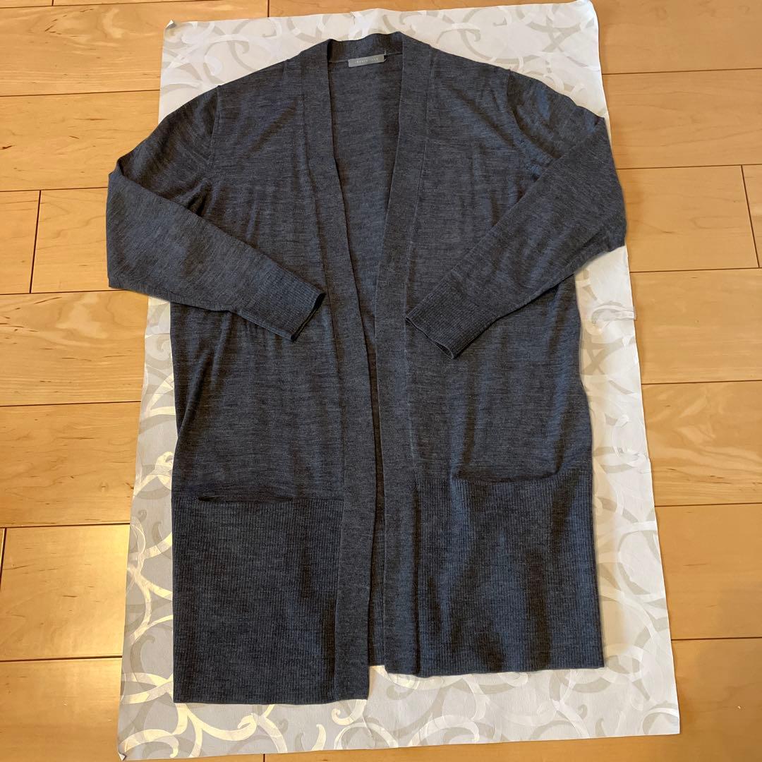 theory luxe ロングカーディガン 長袖 ポケット付き ウール　グレー