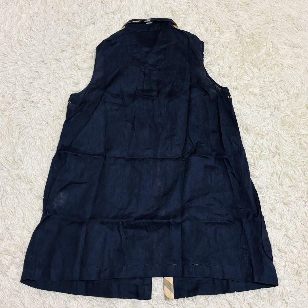 希少◎ バーバリーロンドン シャツワンピース ノバチェック 麻 黒 40