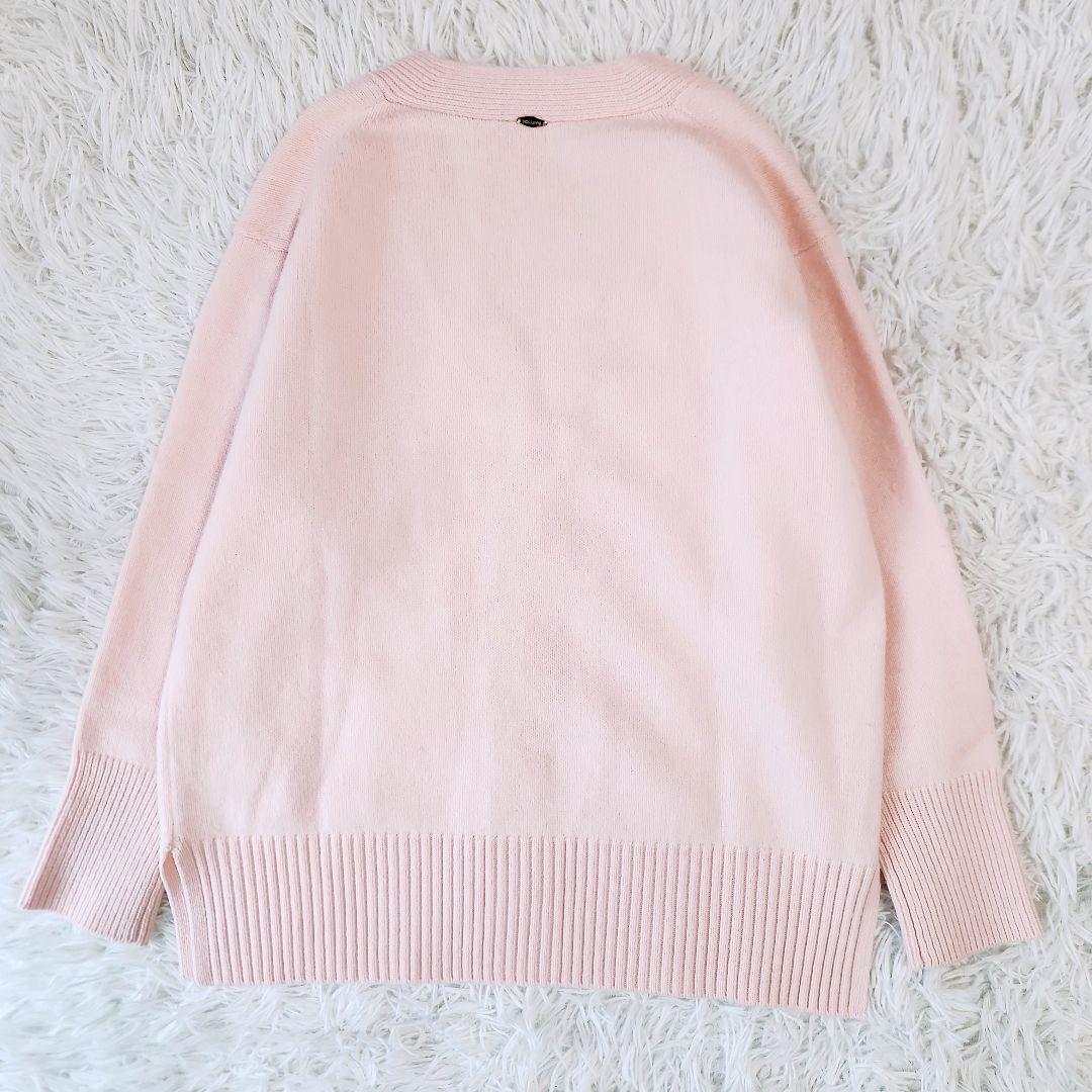 24AW ノーリーズ カシミヤ混 MUSICゆったりVネックカーディガン ピンク