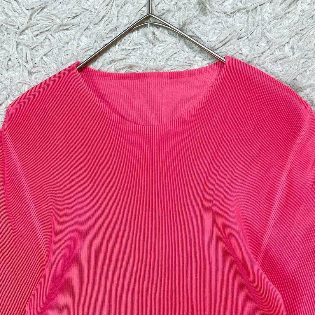 プリーツプリーズ イッセイミヤケ 半袖 カットソー Tシャツ 3 L相当 ピンク