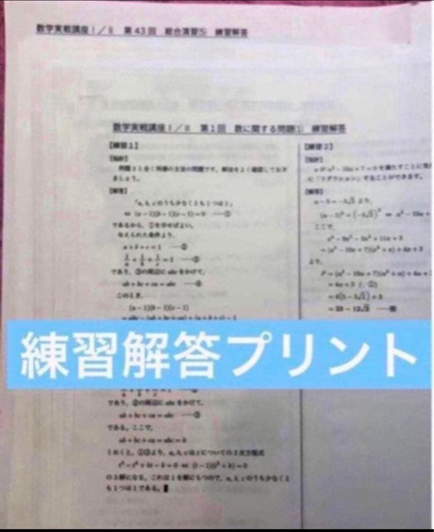 鉄緑会　2024年　高2 数学実戦講座 I/II 全4冊セット　例題・練習解答付