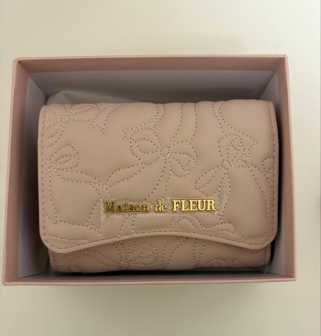 Maison de FLEUR リボンキルティングウォレット　ピンク