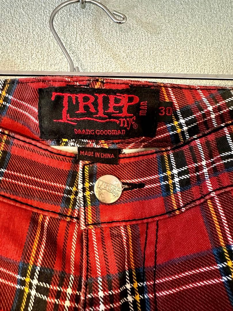 TRIPP NYC トリップ タータンチェック ボンテージパンツ 赤　スキニー