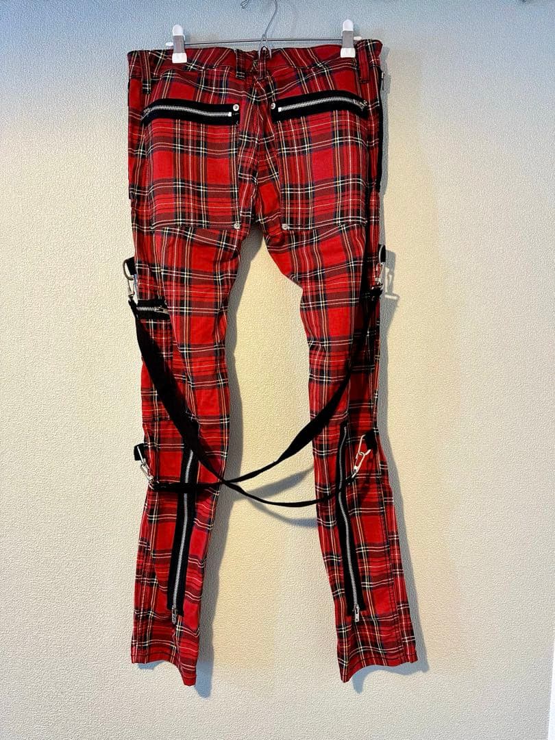 TRIPP NYC トリップ タータンチェック ボンテージパンツ 赤　スキニー