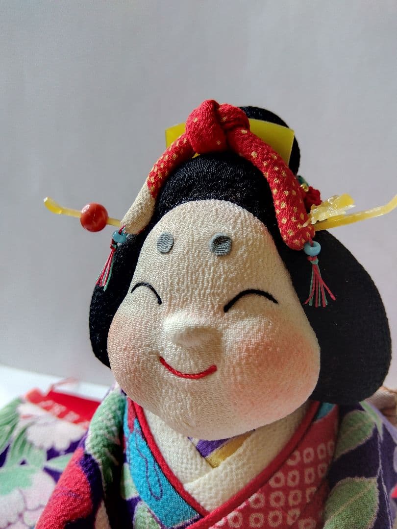 創作人形　お祝い用　お福さん　柄縮緬　ちりめん細工 縁起物