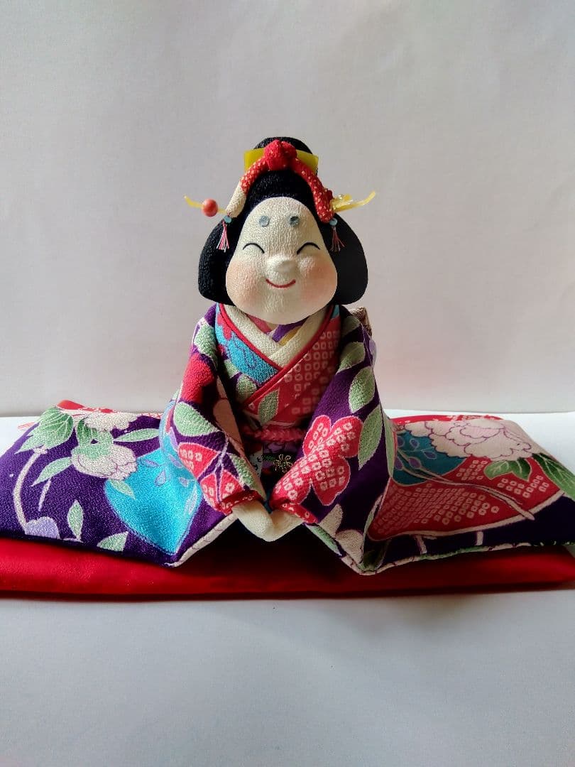 創作人形　お祝い用　お福さん　柄縮緬　ちりめん細工 縁起物