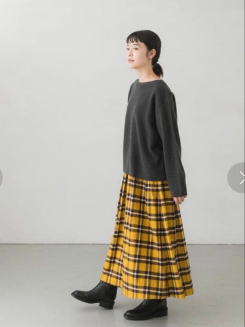 完売品✨美品✨かぐれ オーガニックチェックタックスカート ロングスカート
