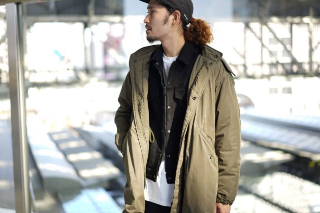 BEAMS / デタッチャブルフード 中綿モッズコート オリーブグリーン
