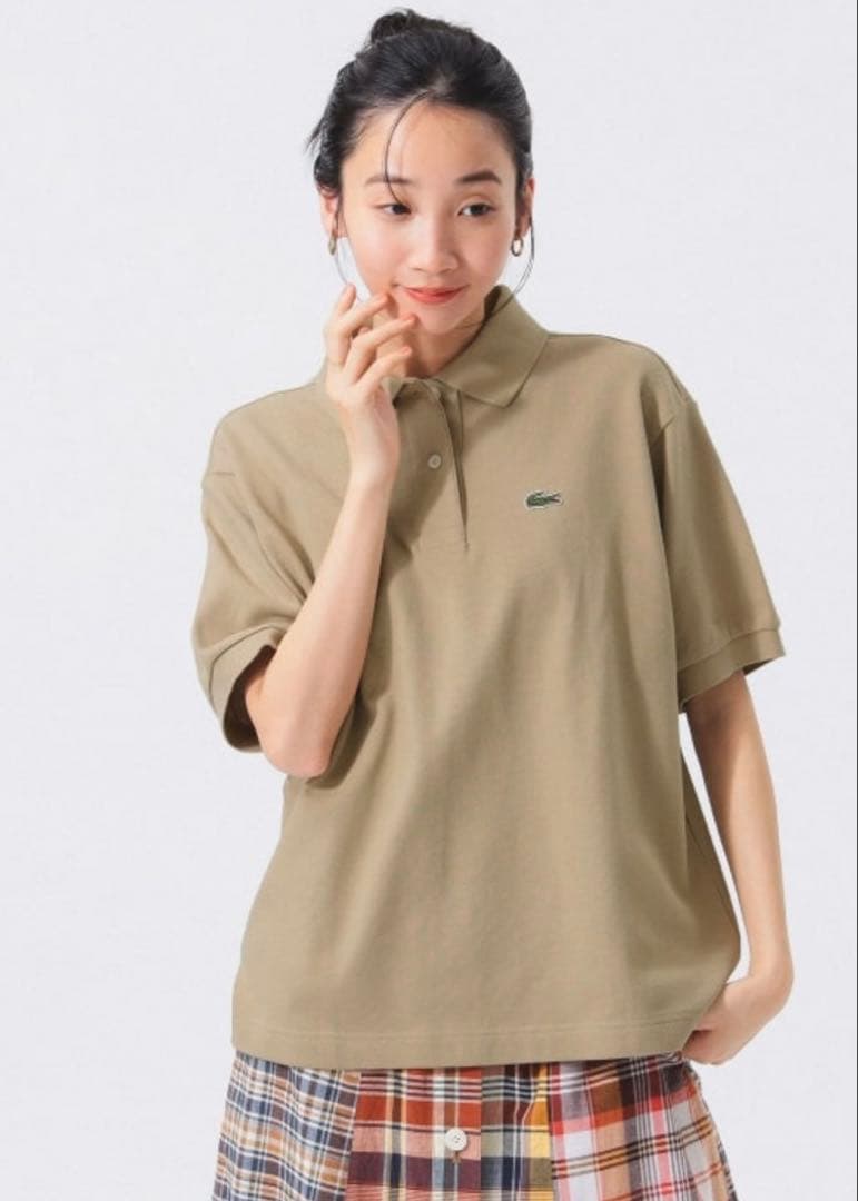 ビームスボーイ✖️Lacoste ベージュ ポロシャツ 半袖