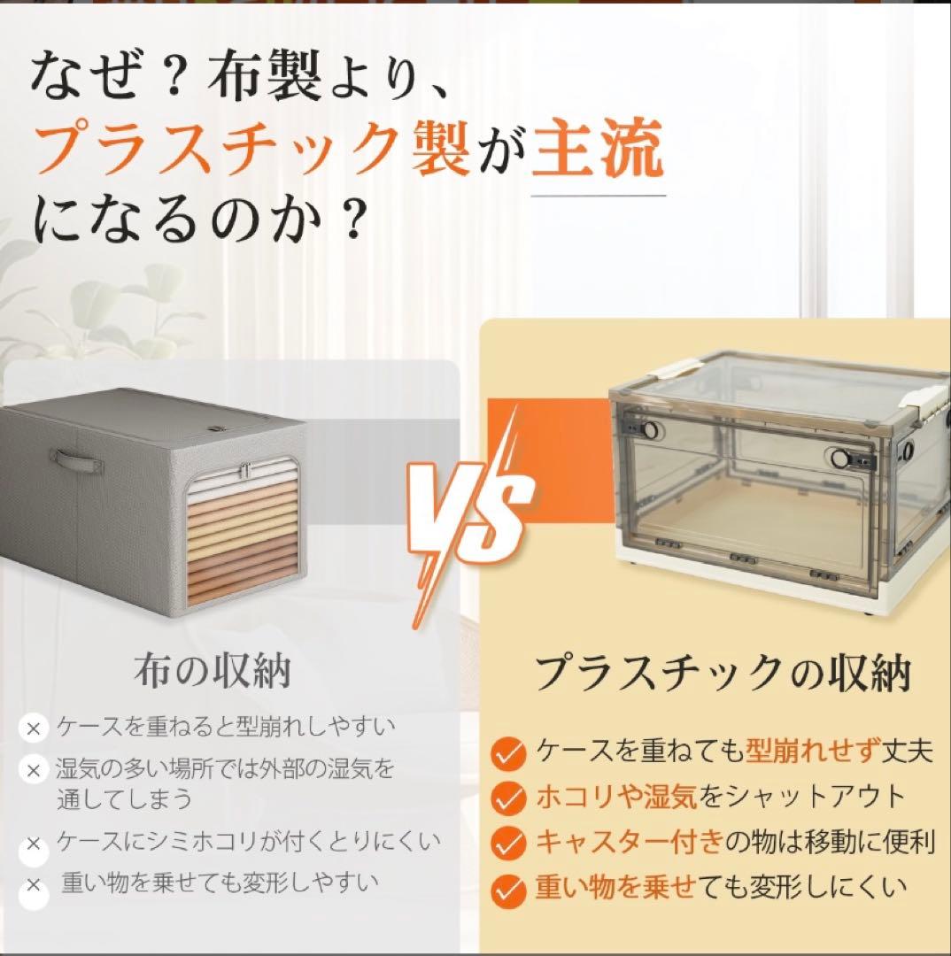 折りたたみ収納ボックス コンテナボックス キャスター付き 大容量 アイボリー6個