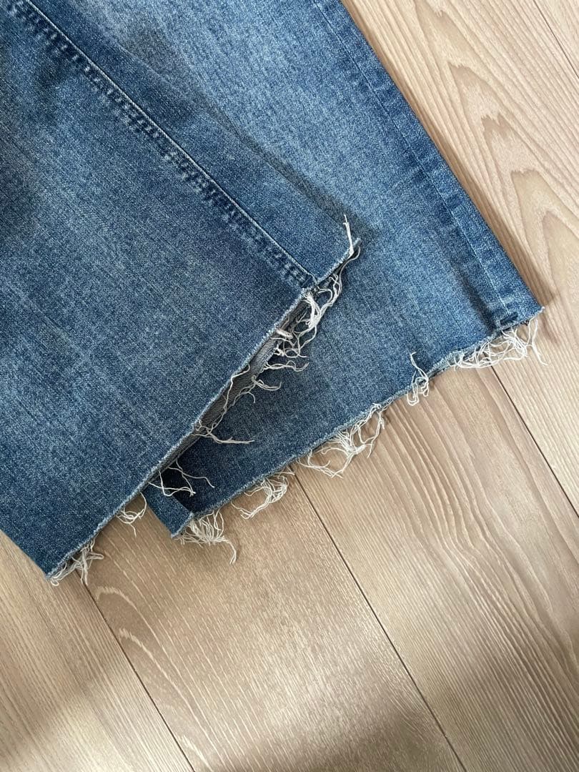 【タグ付き】YANUK ワイドフレア Vintage風加工 ブルーデニム 25