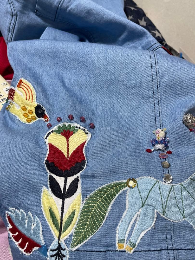 アルベロベロ♡オンリーワンデニムブタちゃんジーンズ一点物刺繍ビジュースワロ