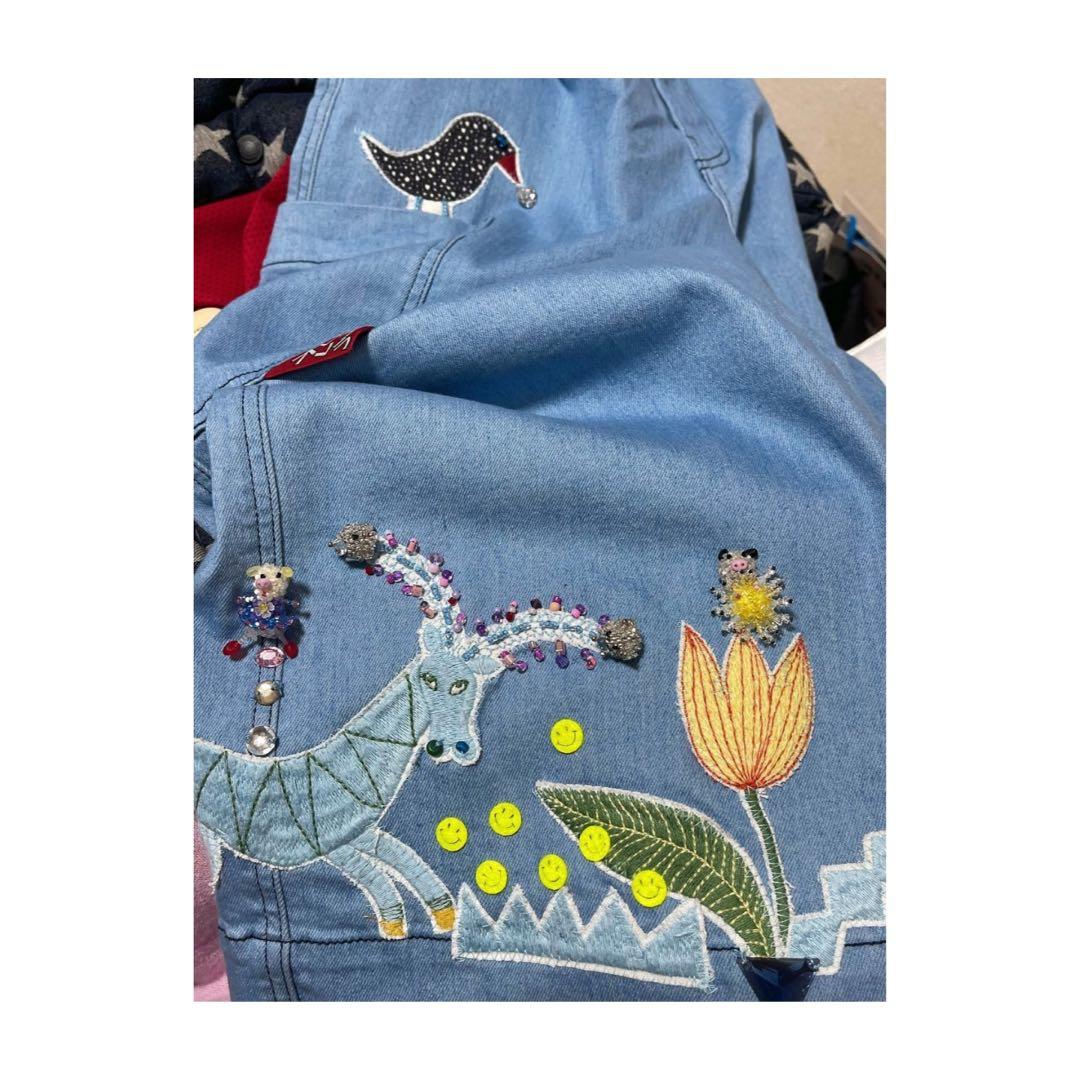 アルベロベロ♡オンリーワンデニムブタちゃんジーンズ一点物刺繍ビジュースワロ