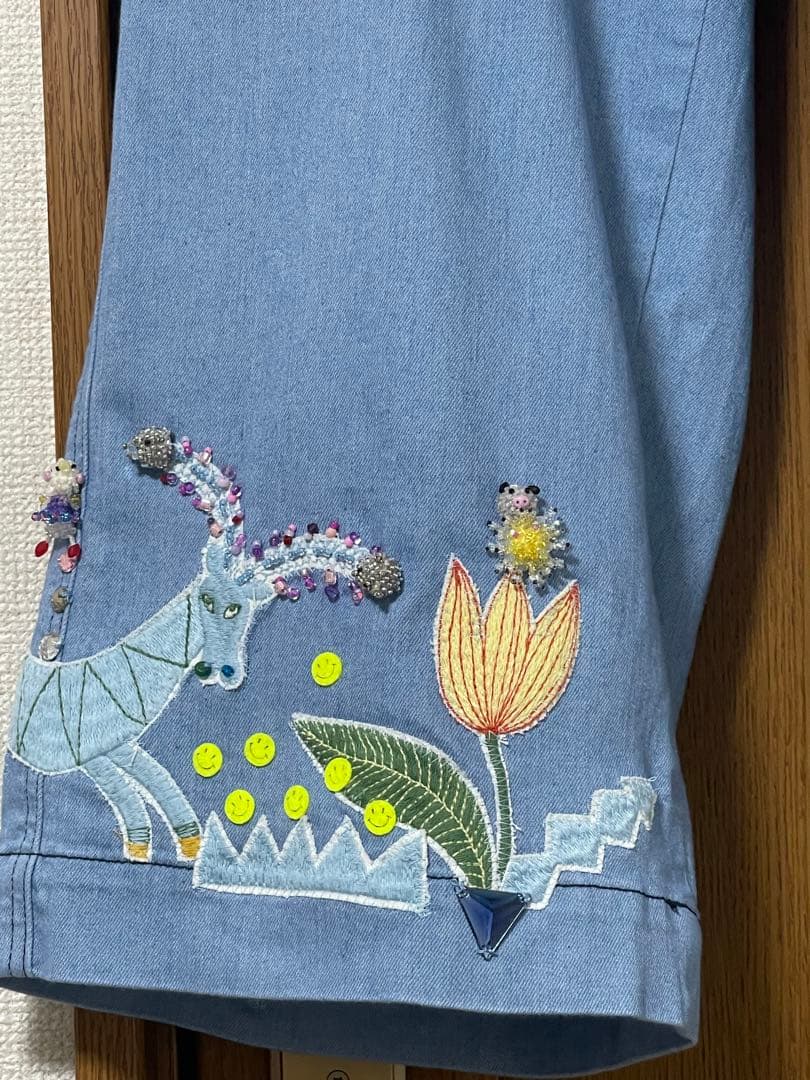 アルベロベロ♡オンリーワンデニムブタちゃんジーンズ一点物刺繍ビジュースワロ