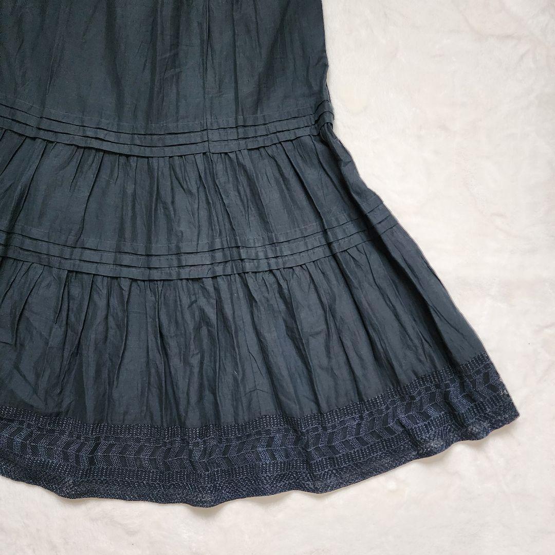【新品】stola. ストラ インド刺繍 スカート レース 24SS 紺 M