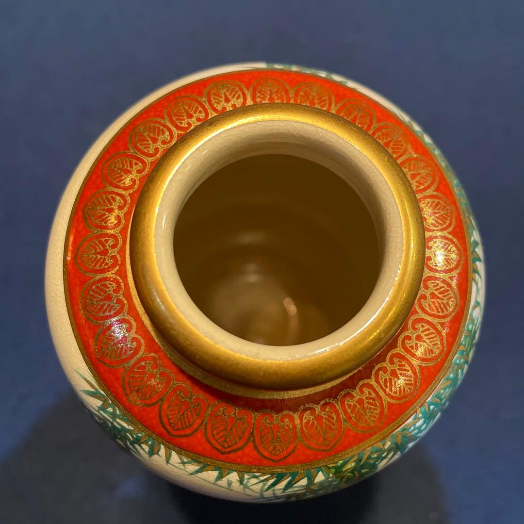 時代物『神戸薩摩』「ハンドペイント」『湊光』花瓶※美品　薩摩焼　花器　花入　飾壷