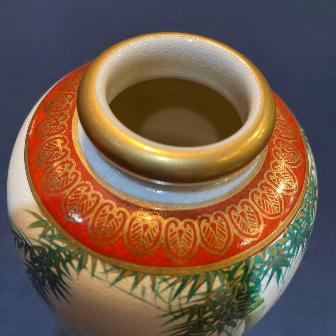 時代物『神戸薩摩』「ハンドペイント」『湊光』花瓶※美品　薩摩焼　花器　花入　飾壷