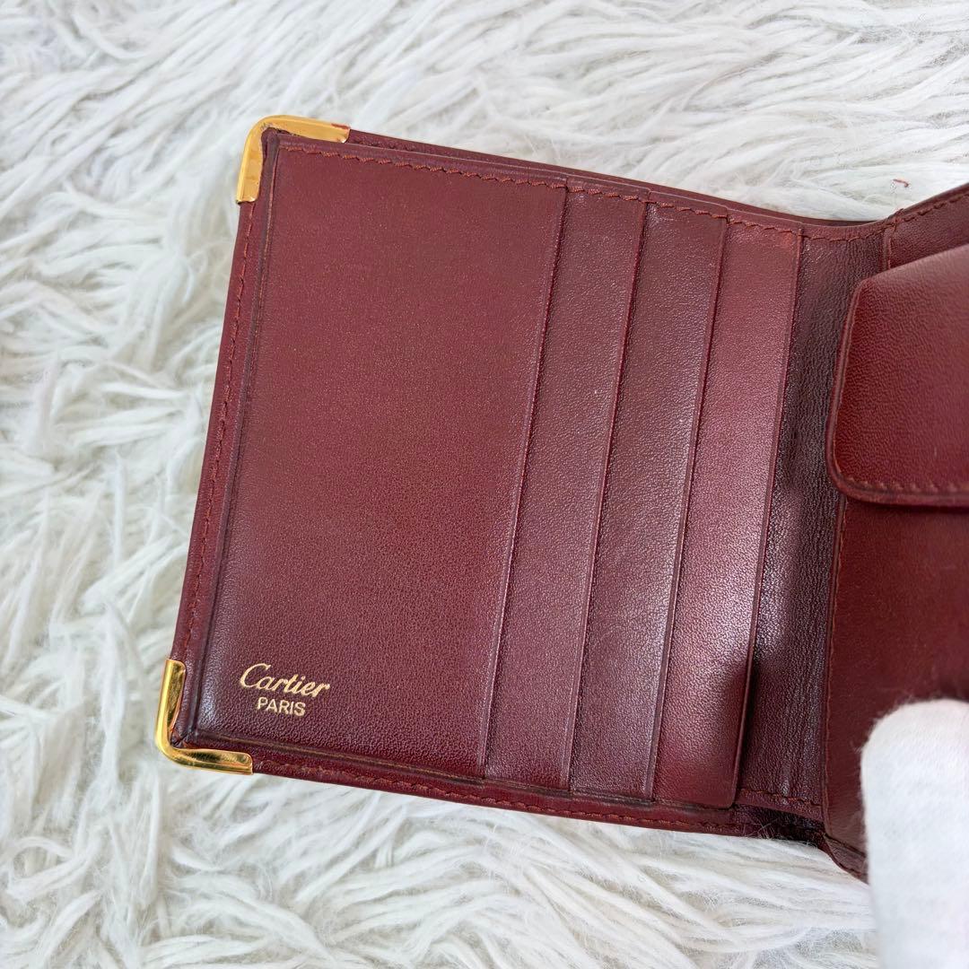未使用級✨Cartier カルティエ 二つ折り財布 マスト ボルドー 小銭入れ