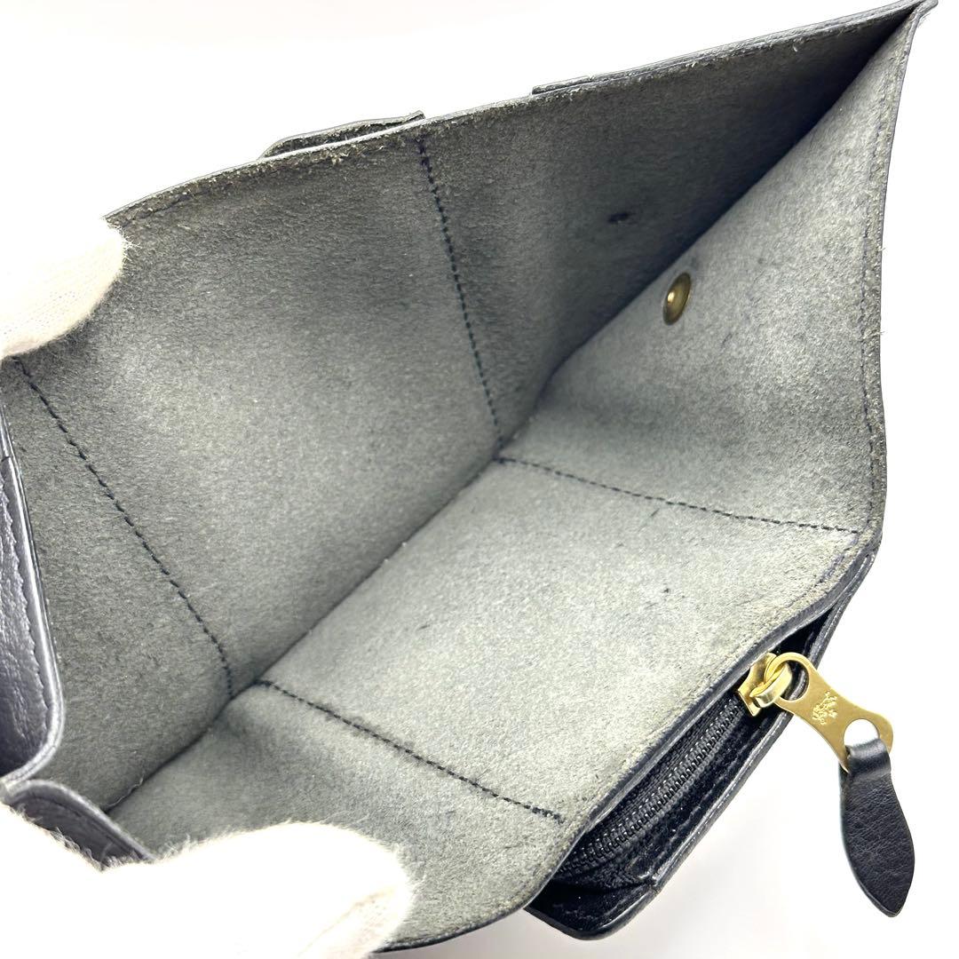 【極美品】IL BISONTE イルビゾンテ 三つ折り財布 レザー ブラック 黒