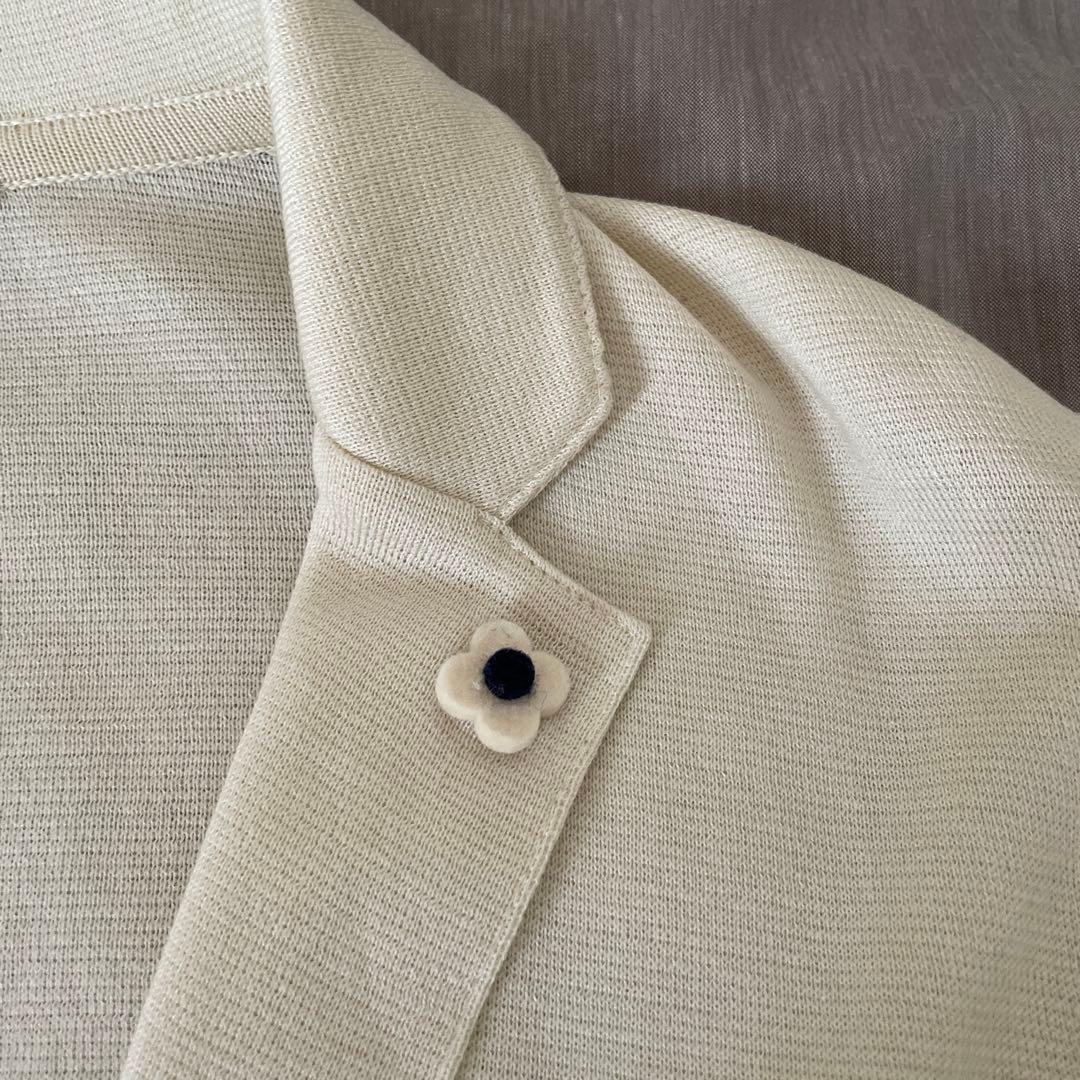 【美品】LARDINI コットンニットジャケット　S ブートニエール付き