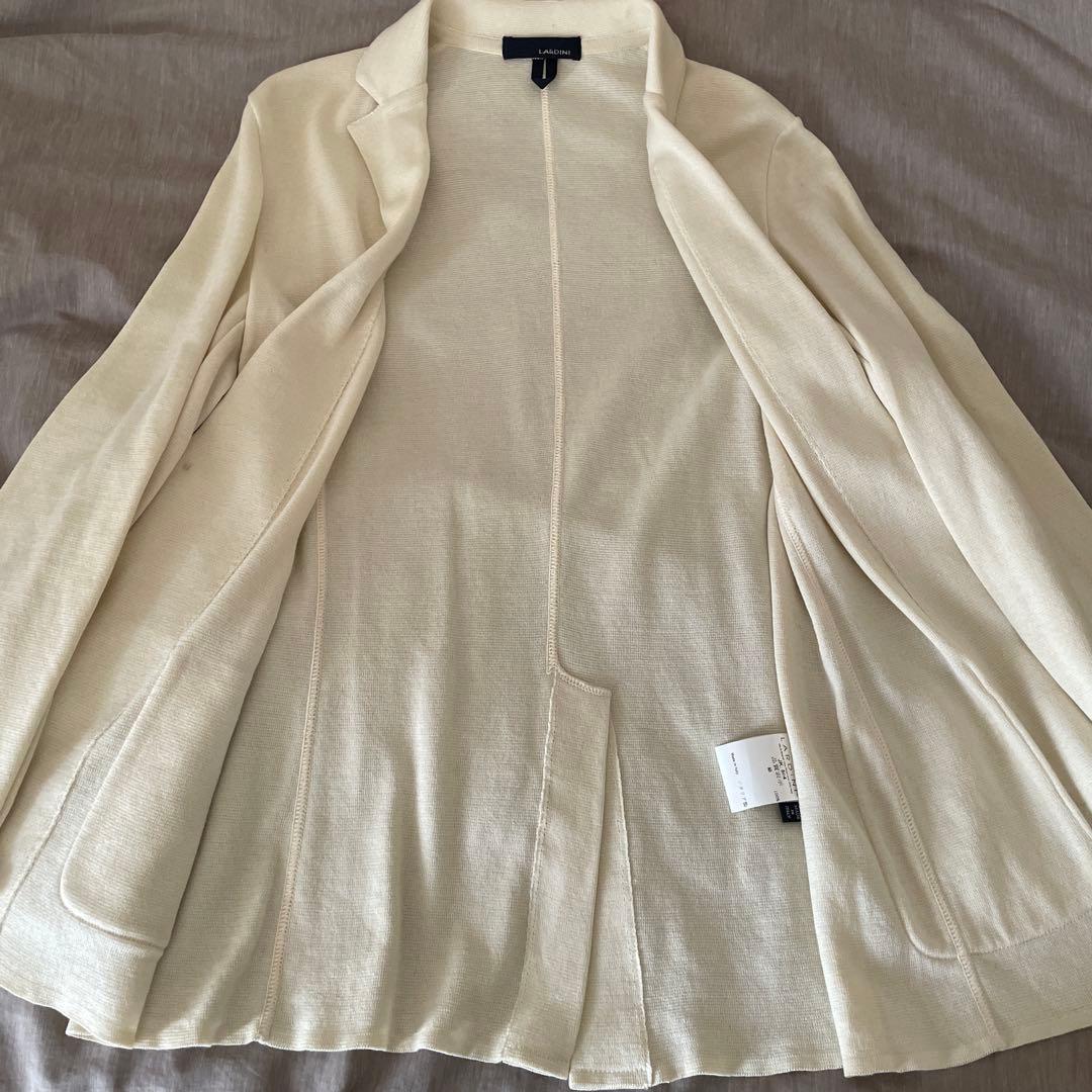 【美品】LARDINI コットンニットジャケット　S ブートニエール付き