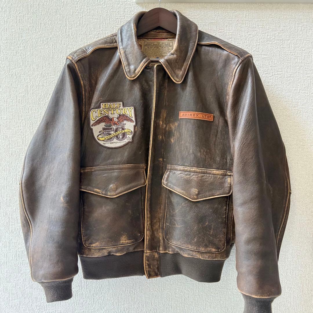 【美品】AVIREX アビレックス50周年記念A-2フライトジャケット38サイズ