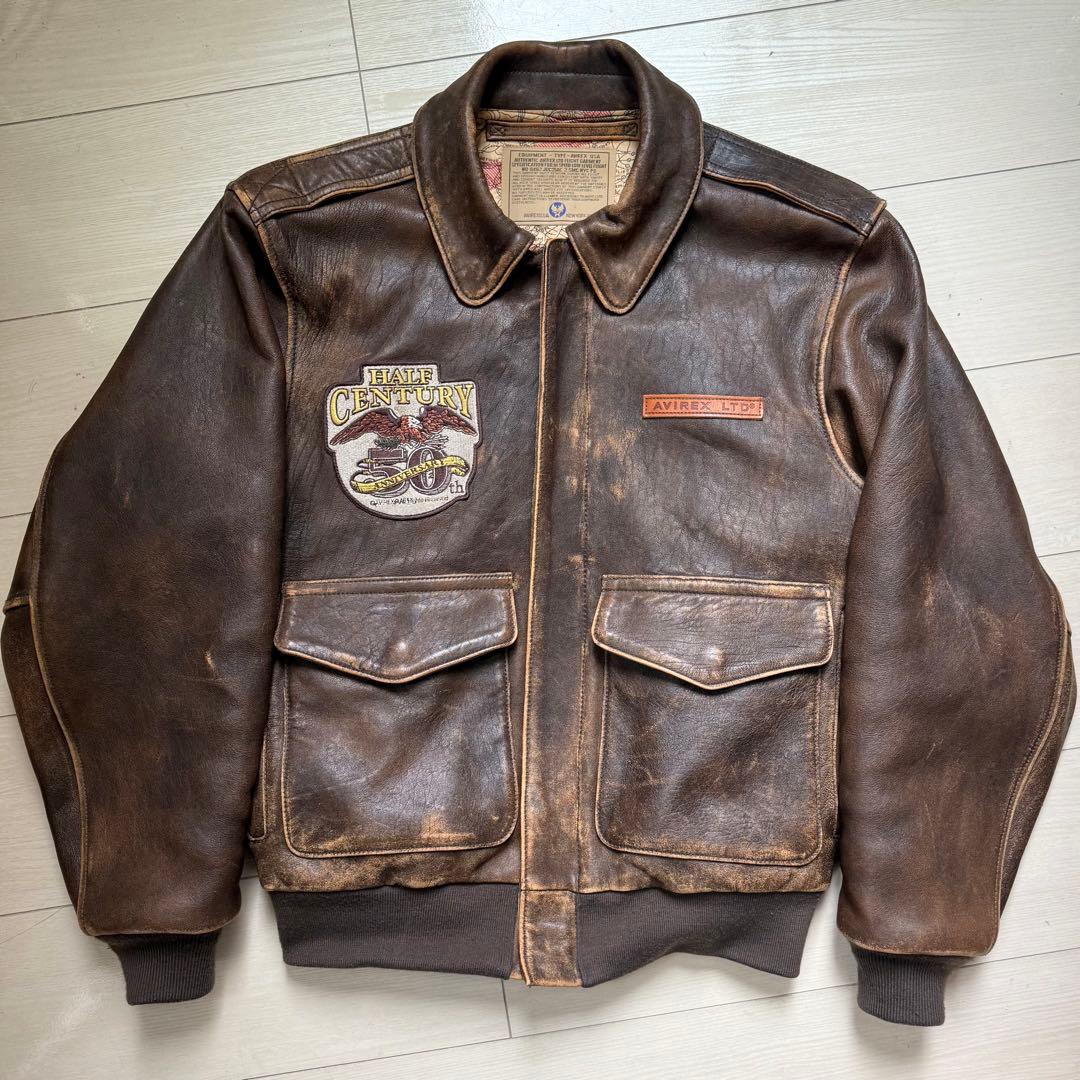 【美品】AVIREX アビレックス50周年記念A-2フライトジャケット38サイズ