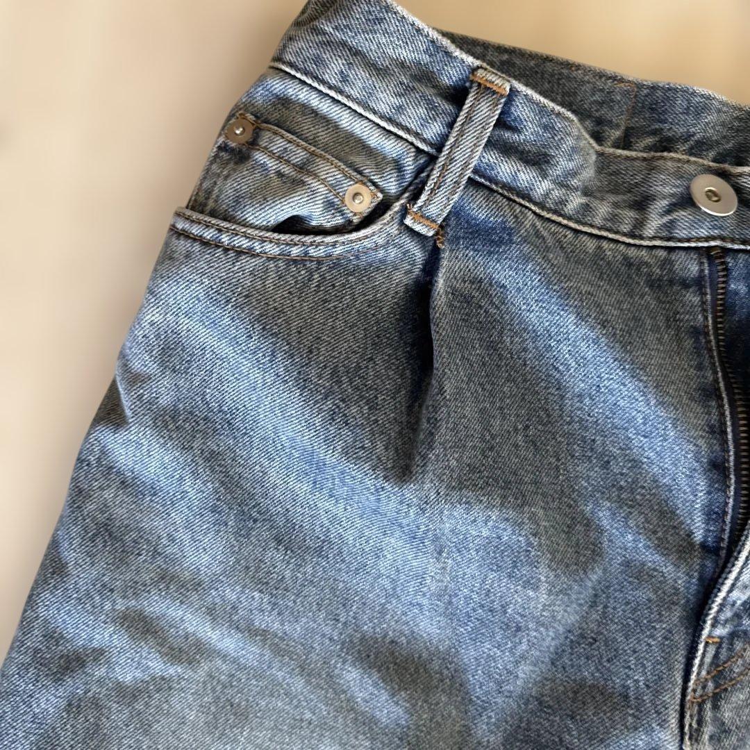 ブルーデニムワイドレッグパンツ　美品38