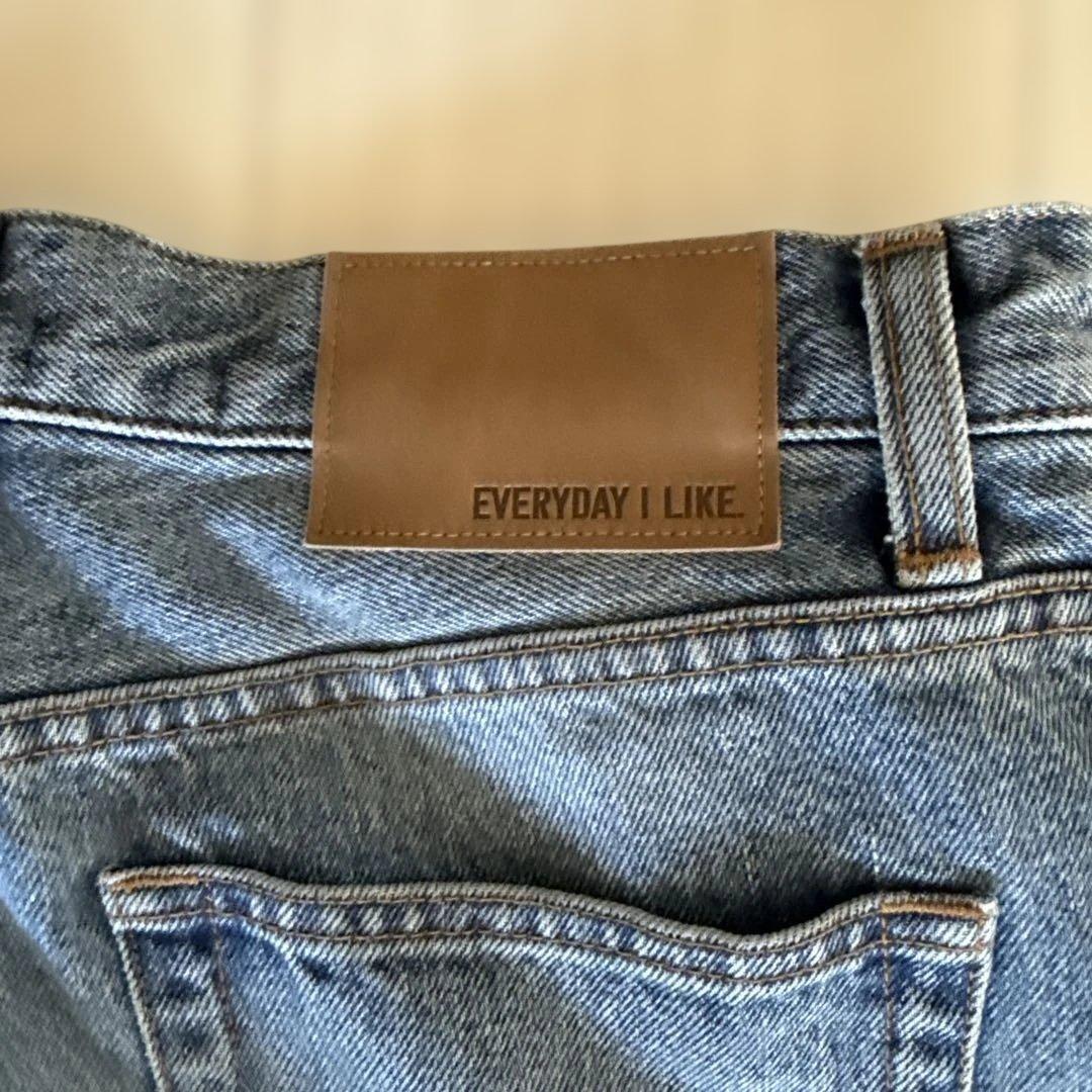 ブルーデニムワイドレッグパンツ　美品38