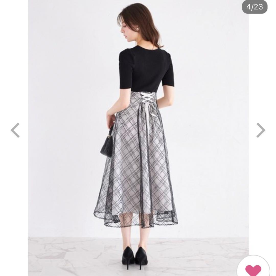 トッコクローゼット最新作♡スパンコールシアーチェックバックレースアップドッキング