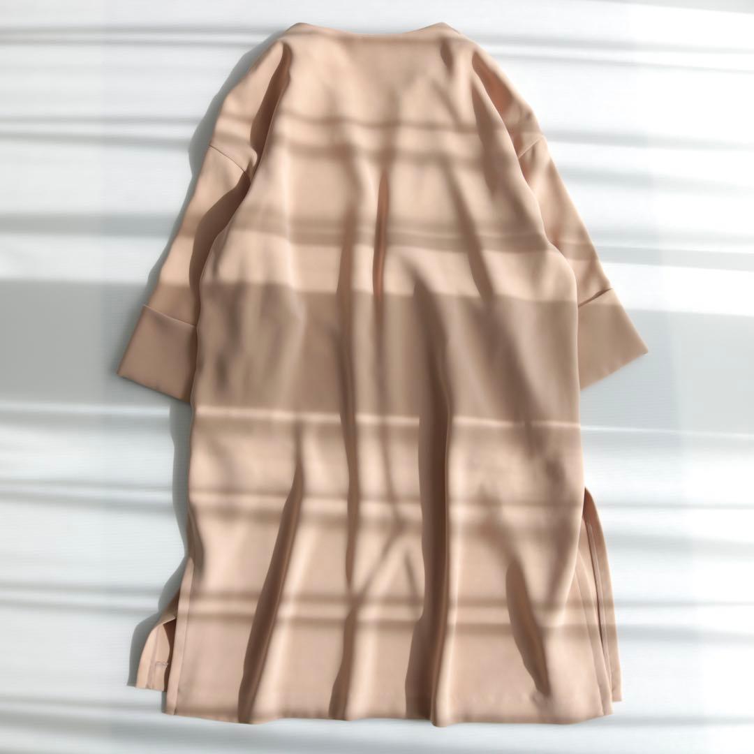 新品｜ノーブル ノーカラーとろみロングコート スプリングコート 入学式 ベージュ