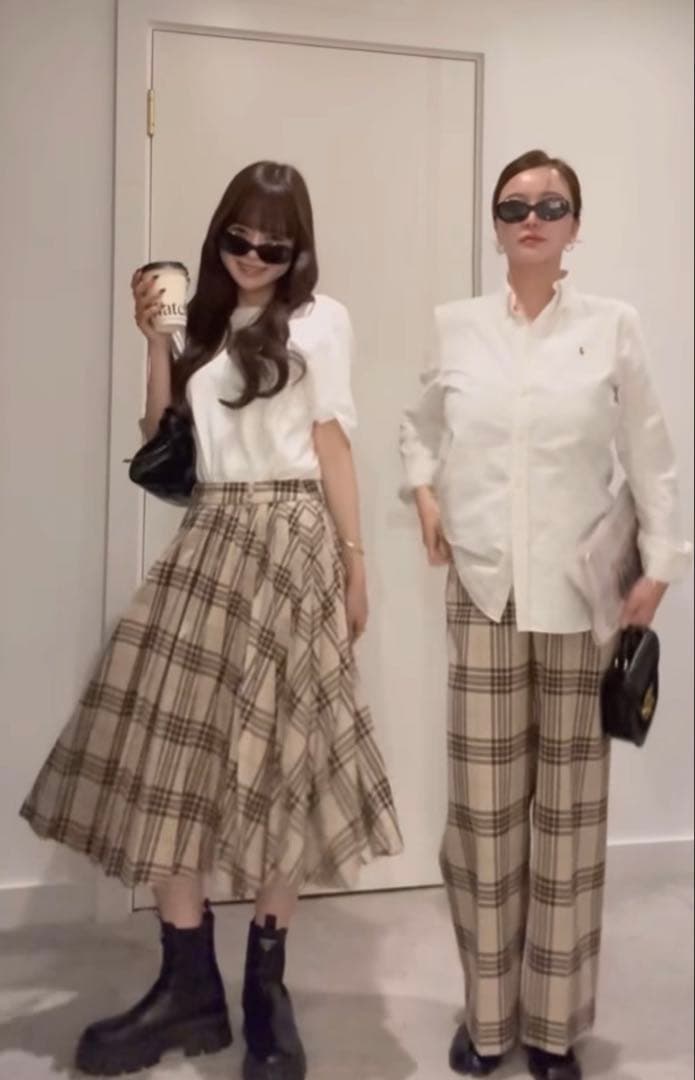 美品　thetoe Lyucus Pleats Skirt -check S