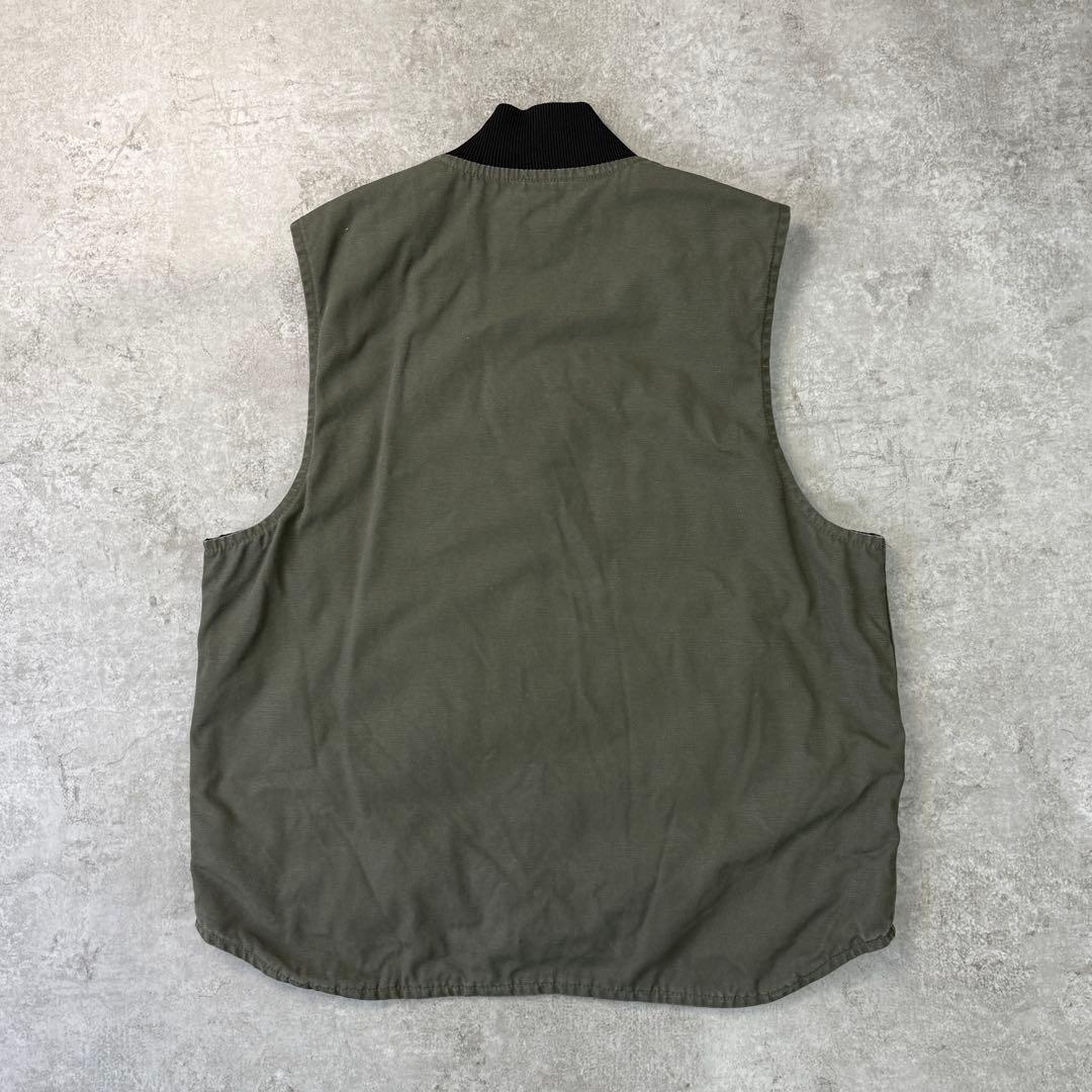 希少カラー■carhartt カーハート【L】ダックベスト モスグリーン 雰囲気