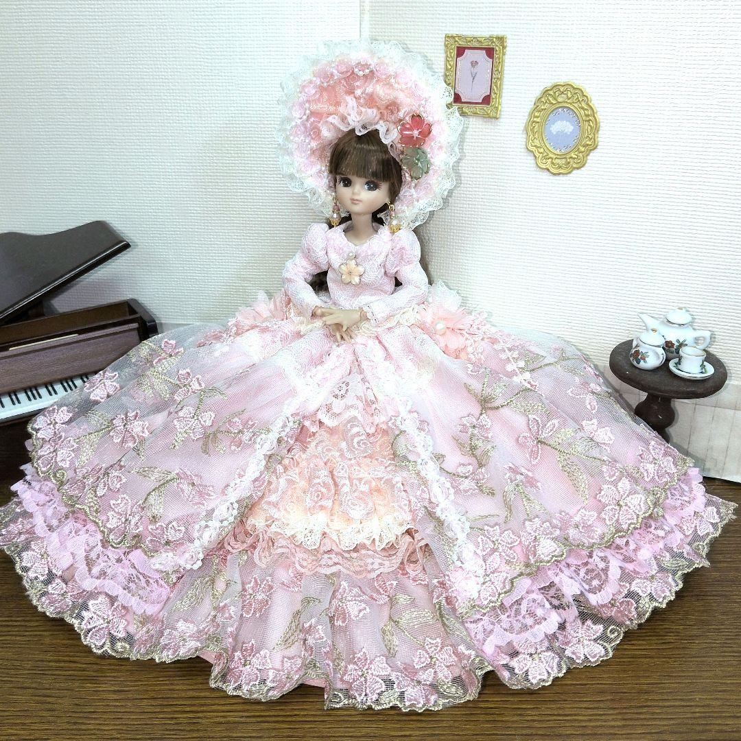 K*6様 ジェニーフレンド27cmドール服　桜レースのドレス