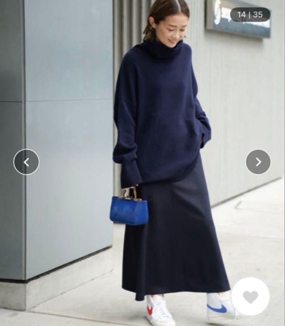 専用　美品　EVERY DAY I LIKE フレアスカート　カシミヤ　ネイビー