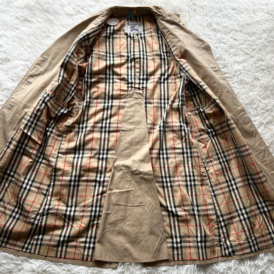 【美品】バーバリー　トレンチコート　ベルト付　ノバチェック ロング丈　L相当