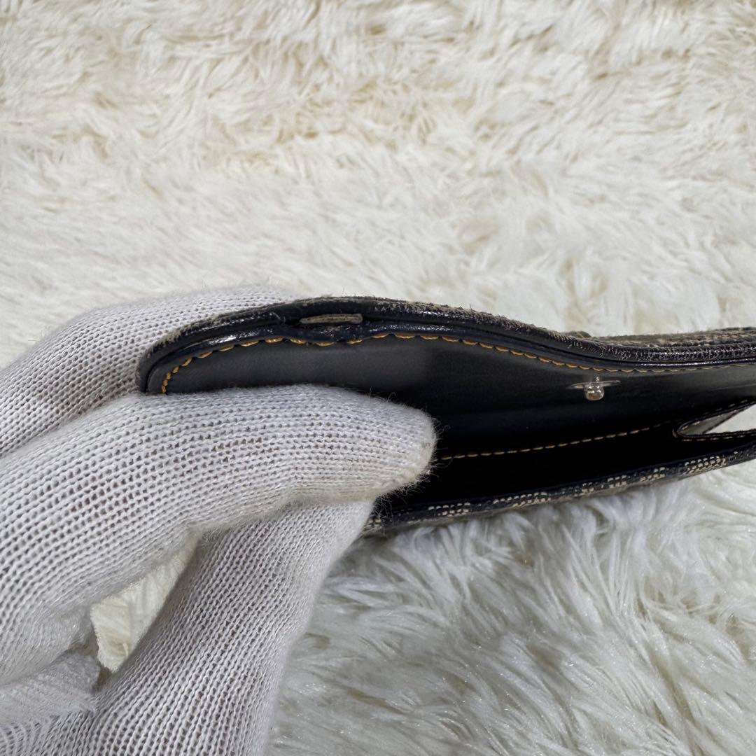 Dior ディオール　折財布　キャンバス　トロッター　オブリーク レザー　ボタン